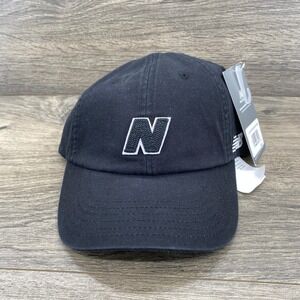 New Balance Athletic Cap Black Embroidered N Logo Adjustable Strap Baseball Hat